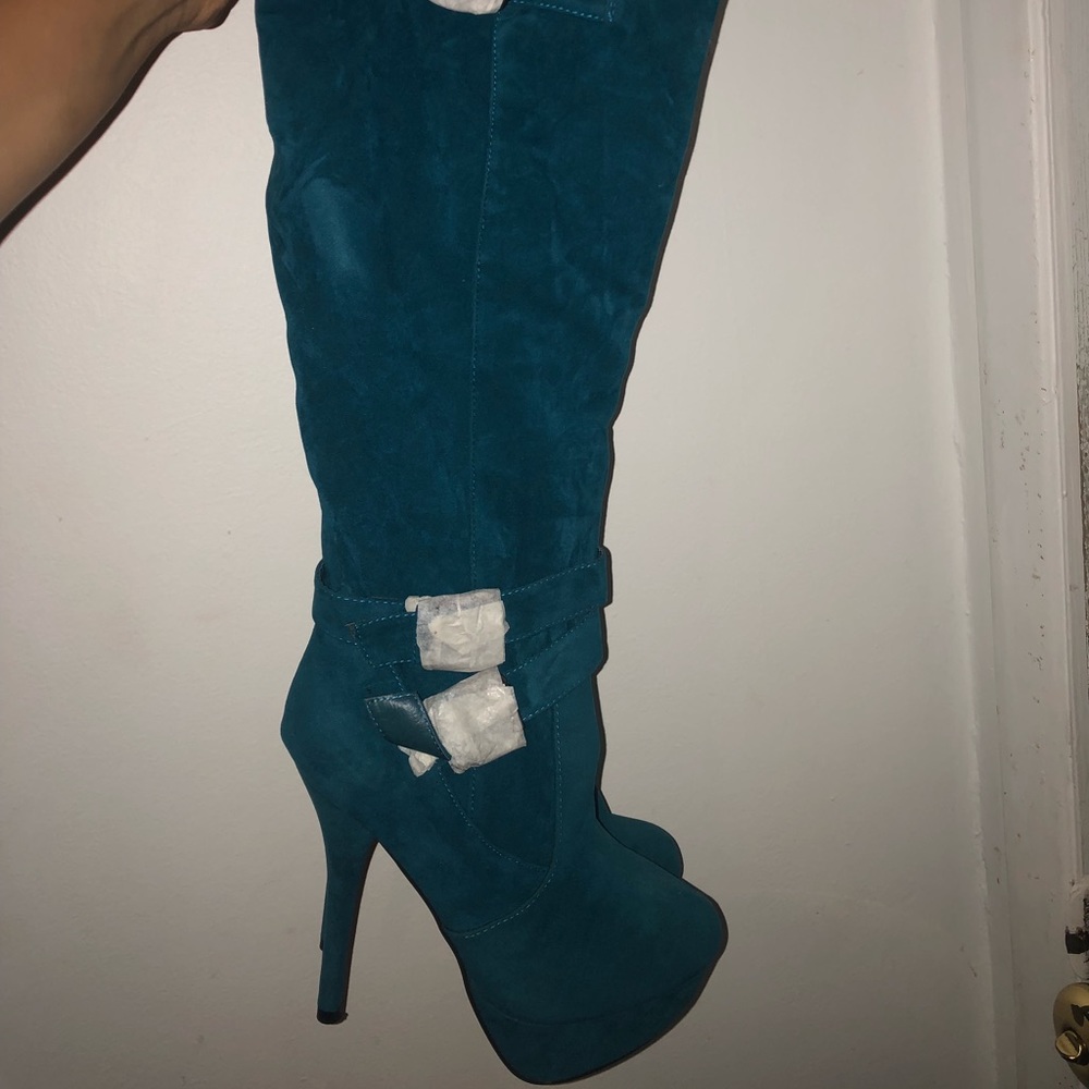 Teal Suede Boots
